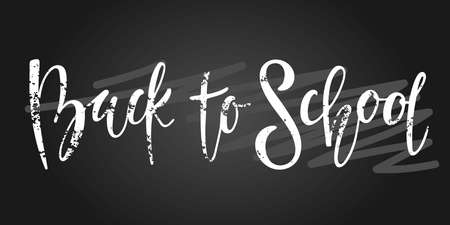 Back to school lettering. Hand written words. Hand lettering quote isolated on black Chalk...