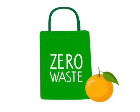 Zero waste. Green textile reusable shopping bag. Waiver of plastic bags. Choosing an eco-friendly...