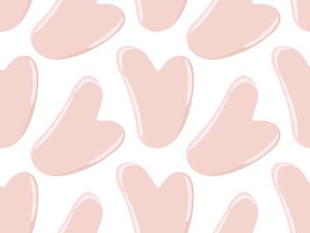 Seamless pattern with Gua sha stones. Facial gua sha massage tools. Korean skin care, type of...