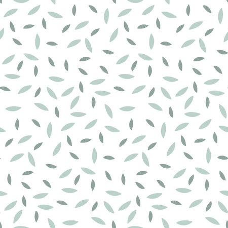 Green leaves Seamless pattern. Green fresh leaves on white background. endless background. Botanical repeateg vector illustration for wallpaper, wrapping, packing, textile, scrapbookingのイラスト素材