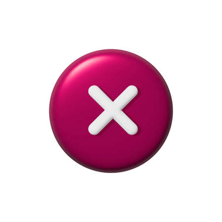 Deleting. Close or delete button. Invalid answer, error. 3d vector icon, minimal style. Round Red...