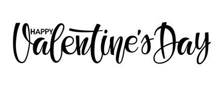 Happy Valentines Day text. Valentines day greeting card template. Vector illustration phrase, isolated on white background to valentines day design. For flyers, invitation, poster, brochure, bannerのイラスト素材