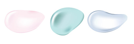 Cosmetic cream swatches isolated. Examples of different colors. Clear skincare product samples. Vector illustration Cosmetic cream smears texture, beauty milk liquid, creamy moisture, aging serum dropのイラスト素材