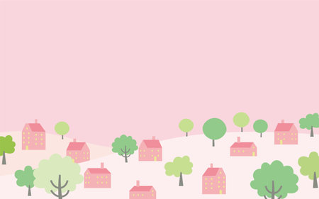 Spring cityscape landscape vector illustrationのイラスト素材