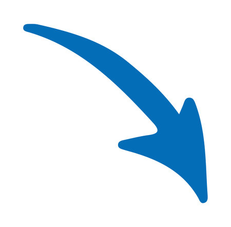 hand drawn blue arrow going downのイラスト素材