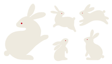 Simple and cute rabbit icon illustrationのイラスト素材