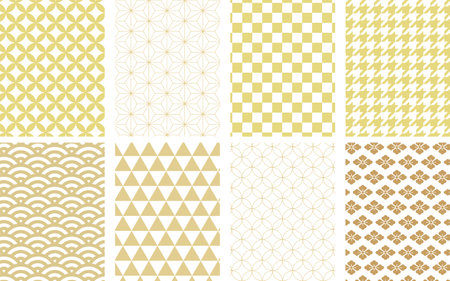 Various gold-colored Japanese pattern setsのイラスト素材