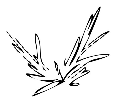 Clip art of weeds monochrome line drawingのイラスト素材