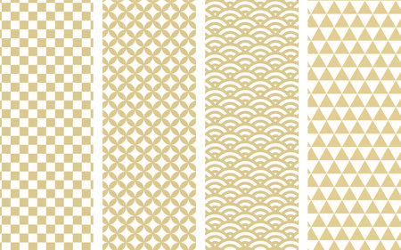 Various gold-colored Japanese pattern setsのイラスト素材