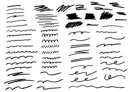 Hand drawn line material set, blackのイラスト素材