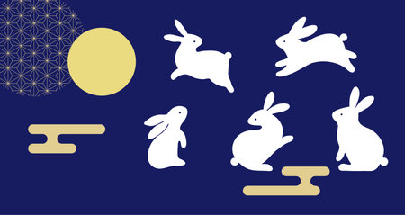 Clip art of the moon on the night of the fifteenth day of the monthのイラスト素材