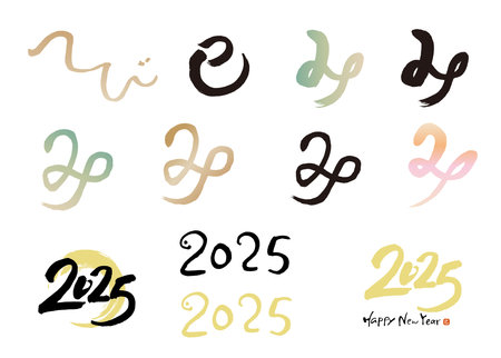 2025 Year of the Snake New Year's card material, calligraphyのイラスト素材