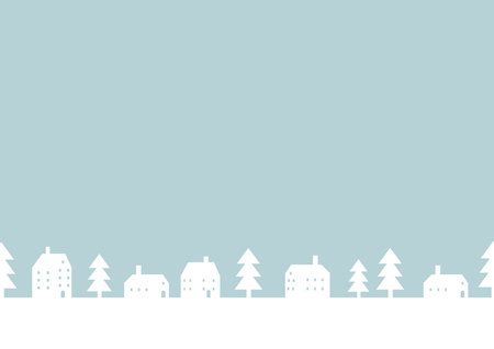Clip art background frame illustration of snowy winter cityscapeのイラスト素材