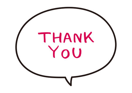Line drawing set of simple handwritten speech bubbles and messages Thank you.のイラスト素材