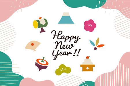 Year of the Snake Pop and Stylish Snake New Year's Card Designsのイラスト素材