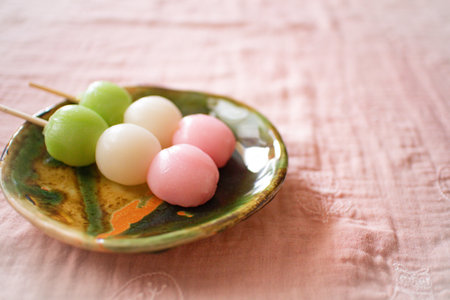 2 on a Japanese-style plate of book Hanami dumplings.