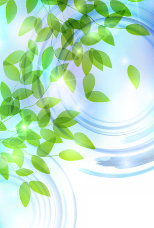 fresh green leaves swirl backgroundのイラスト素材