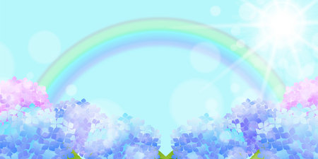 hydrangea rainy season sky flower backgroundのイラスト素材