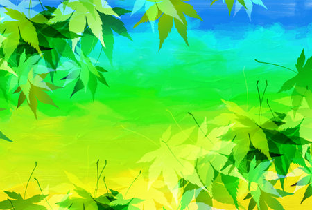 Maple leaves Japanese Pattern Watercolor Backgroundのイラスト素材