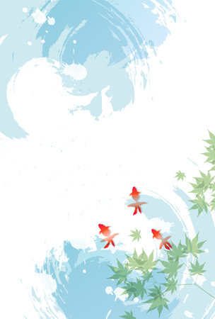 Goldfish Japanese Pattern Summer Backgroundのイラスト素材