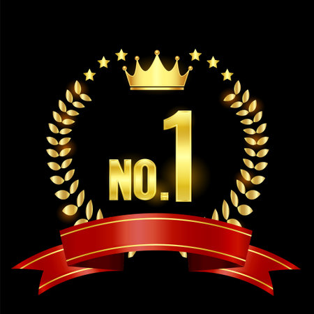 crown ribbon gold laurel iconのイラスト素材