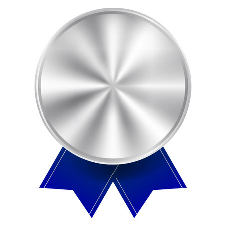 medal ribbon silver circle iconのイラスト素材