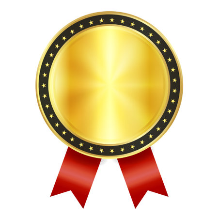 medal crown gold circle iconのイラスト素材