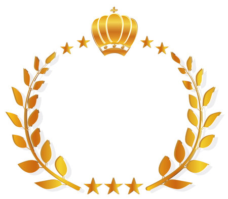 crown laurel gold leaf iconのイラスト素材