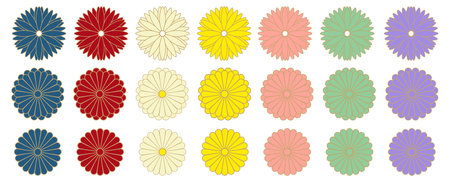 Chrysanthemum pattern Japanese Pattern Colorful Iconのイラスト素材