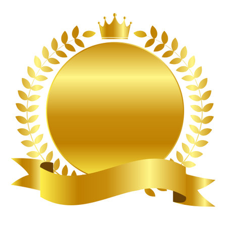 medal crown gold ribbon iconのイラスト素材
