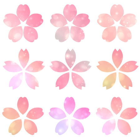 Sakura Japanese Pattern Watercolor Iconのイラスト素材