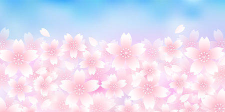 Cherry Blossoms Japanese Pattern Watercolor Backgroundのイラスト素材
