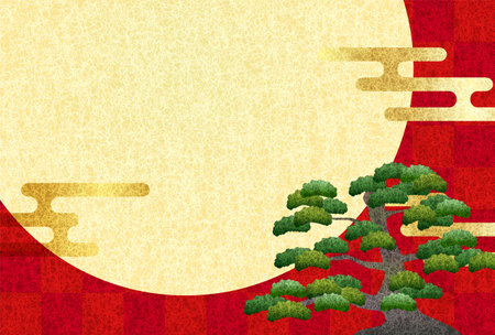 Pine Japanese Pattern Moon Backgroundのイラスト素材