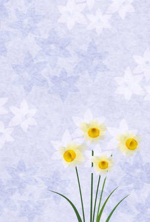 Mourning Daffodil Postcard Japanese Pattern Backgroundのイラスト素材