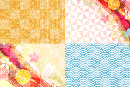 Sakura  Ume  Chrysanthemum  Japanese Pattern  Backgroundのイラスト素材