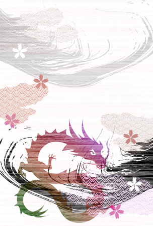 dragon New Year's card Fuji Backgroundのイラスト素材