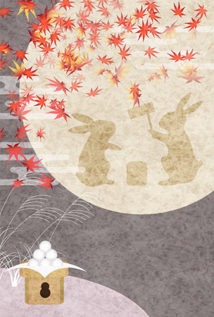 Fifteen Nights Moon Viewing Silver Grass  Backgroundのイラスト素材
