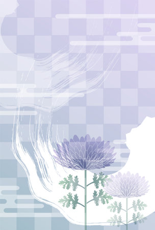 Mourning Chrysanthemum Postcard Japanese Pattern Backgroundのイラスト素材