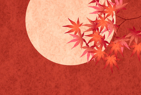 Autumn Leaves Maple Tree Moon Backgroundのイラスト素材