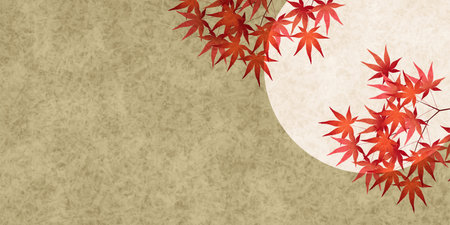 Autumn Leaves Maple Tree Moon Backgroundのイラスト素材