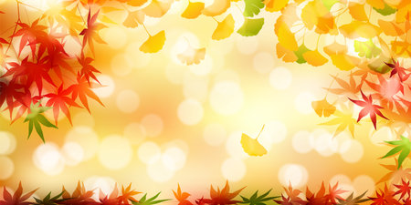 Autumn Color Ginkgo Leaves Backgroundのイラスト素材