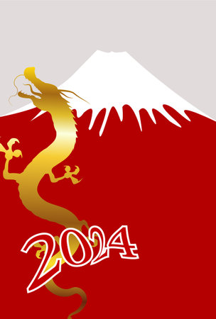 dragon New Year's card Fuji Backgroundのイラスト素材
