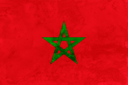 Morocco  Flag  Japanese paper  Watercolorのイラスト素材