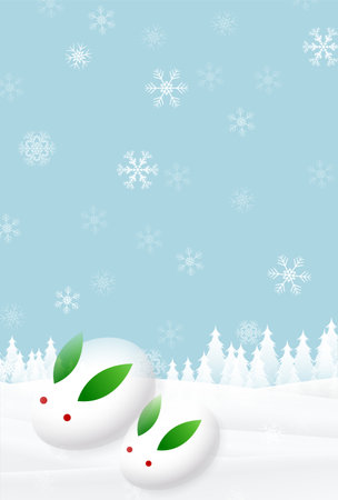 Cold Weather  Snow  Snow Rabbit  Backgroundのイラスト素材