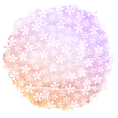 cherry blossom watercolor circle iconのイラスト素材