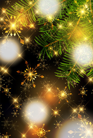 Christmas Fir Tree Snow Backgroundのイラスト素材