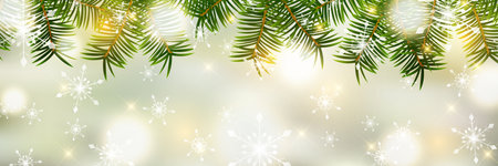 Christmas Fir Tree Snow Backgroundのイラスト素材