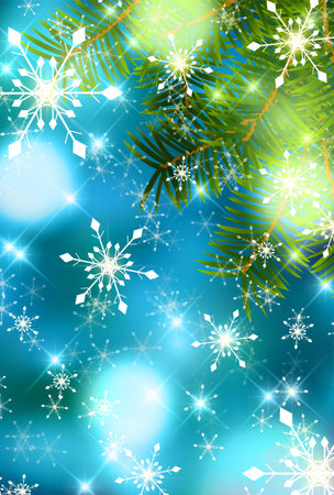 Christmas Fir Tree Snow Backgroundのイラスト素材
