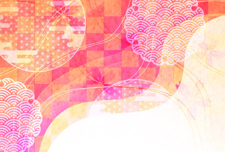 Cherry Blossoms Japanese Pattern Watercolor Backgroundのイラスト素材