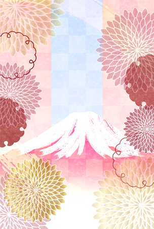 Fuji Japanese Pattern Nengajo Backgroundのイラスト素材